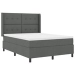 vidaXL Lit à ressort LED avec matelas Gris foncé 140 x 200 cm tissu