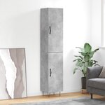 vidaXL Buffet haut Gris béton 34 5x34x180 cm Bois d'ingénierie