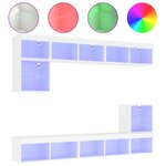 vidaXL Unités murales TV avec LED 8 Pièces blanc bois d'ingénierie