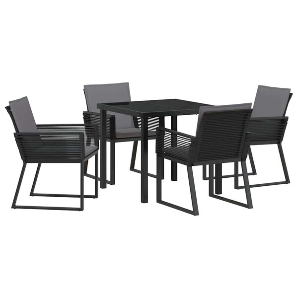 vidaXL Ensemble de salle à manger pour jardin 5 Pièces Noir