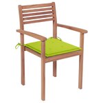 vidaXL Chaises de jardin lot de 2 avec coussins vert vif Teck massif