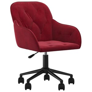 Chaise fauteuil siège pivotante de bureau informatique étude velours rouge 02_0024174