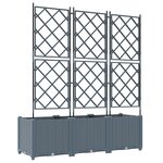 vidaXL Jardinière de jardin avec treillis 3 Pièces gris clair 120x40x143 cm