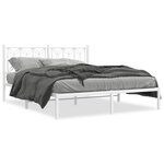vidaXL Cadre de lit métal sans matelas et tête de lit blanc 150x200 cm