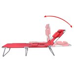 vidaXL Chaise longue avec coussin de tête Acier enduit de poudre Rouge