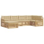 vidaXL Ensemble de canapés d'extérieur 6 pc Blanc et Beige Polyester