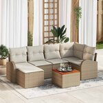 vidaXL Ensemble de canapé de jardin 7 Pièces Beige Poly rotin