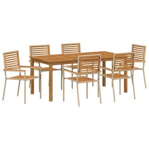 vidaXL Ensemble de salle à manger pour jardin 7 Pièces Beige