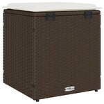 vidaXL Tabourets jardin avec coussins lot de 2 marron résine tressée