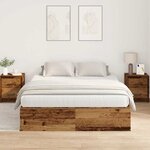 vidaXL Cadre de lit avec rangement Bois Ancien 150 x 200 cm