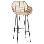 vidaXL Chaise de bar 2 Pièces Naturel 55 x 52 x 105 cm Rotin et métal