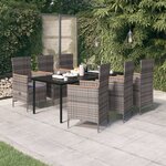 vidaXL Ensemble de salle à manger de jardin avec coussins 7 Pièces Gris