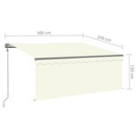 vidaXL Auvent automatique store capteur de vent et LED 3x2 5 m Crème