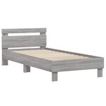 vidaXL Cadre de lit tête de lit et lumières LED sonoma gris 90x190 cm