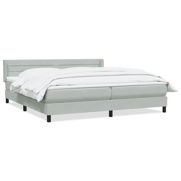 vidaXL Sommier à lattes de lit et matelas gris clair 180x210cm velours