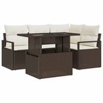 vidaXL Ensemble de canapé de jardin 5 pc Marron Poly rotin
