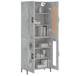 vidaXL Buffet haut Gris béton 69 5x34x180 cm Bois d'ingénierie