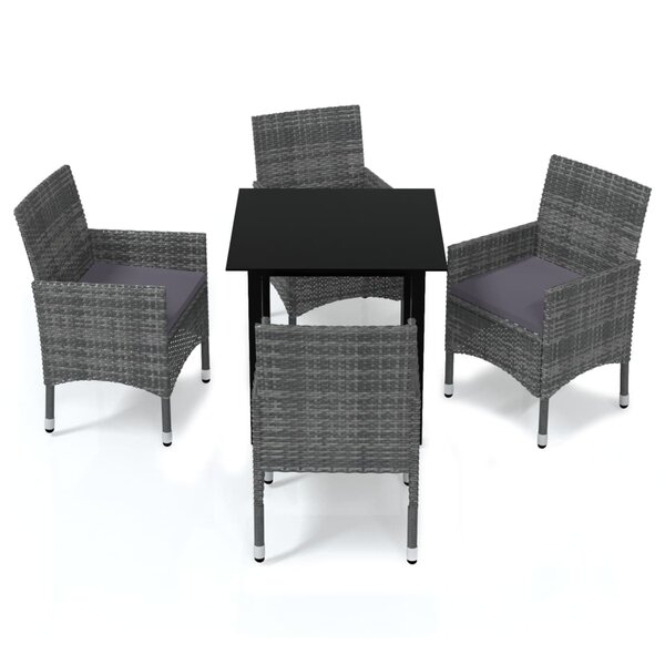 vidaXL Ensemble à manger de jardin coussins 5Pièces Résine tressée Gris