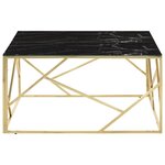 vidaXL Table basse doré acier inoxydable et verre trempé