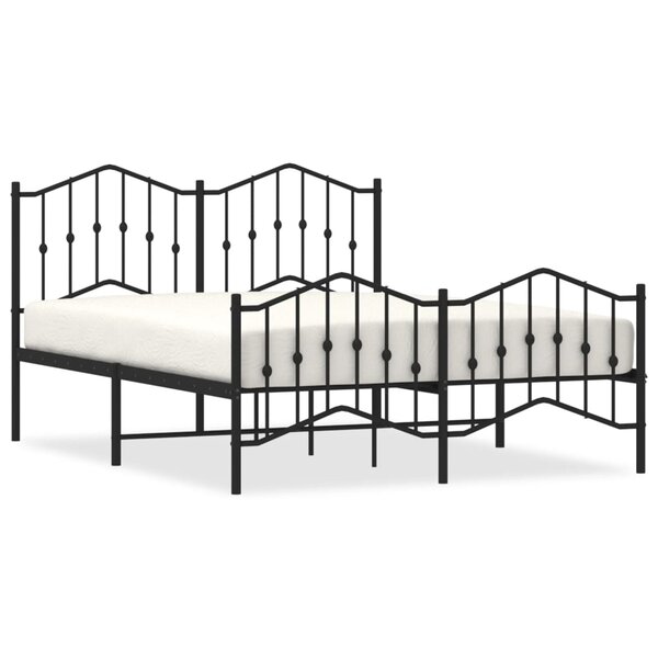 vidaXL Cadre de lit métal sans matelas avec pied de lit noir 140x190cm