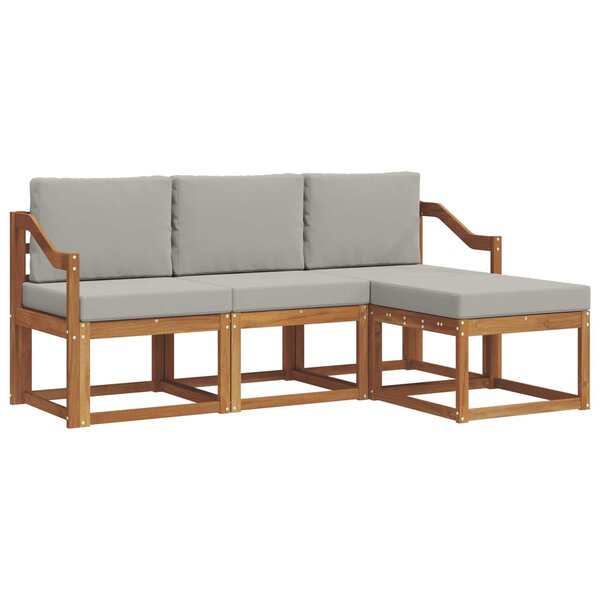 vidaXL Ensemble de canapés d'extérieur 4 pc Gris Naturel et Clair