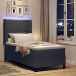 vidaXL Lit à Ressorts avec Matelas LED Gris foncé 100 x 200 cm Velours