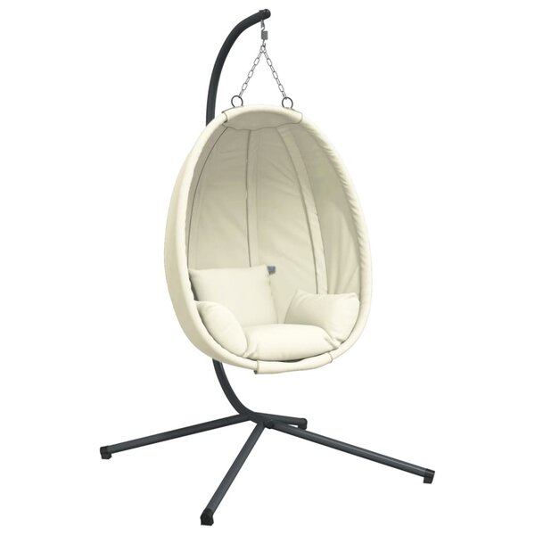 vidaXL Chaise suspendue en forme d'œuf et support beige tissu et acier