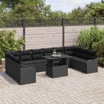 vidaXL Ensemble de canapé de jardin 11 Pièces Noir Poly rotin