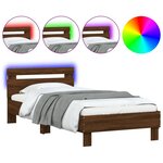 vidaXL Cadre de lit tête de lit et lumières LED chêne marron 90x200 cm