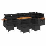 vidaXL Ensemble de canapé de jardin avec coussin 12 Pièces Noir polyrotin