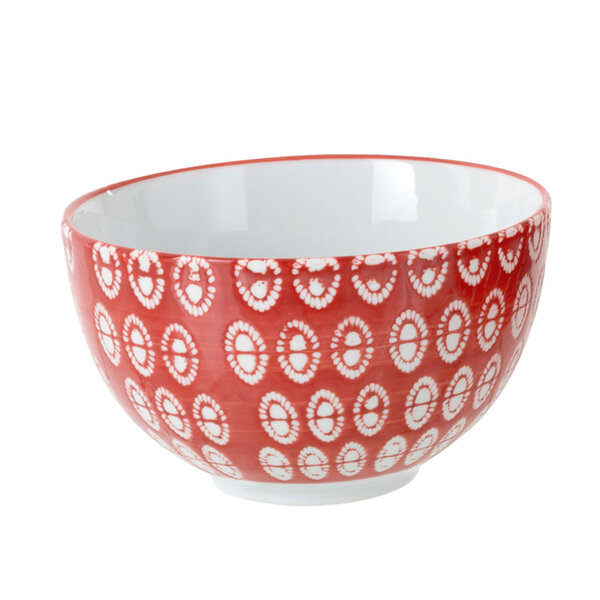 Bol rouge à motifs ronds blancs en porcelaine