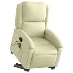 vidaXL Fauteuil inclinable de massage électrique crème cuir véritable