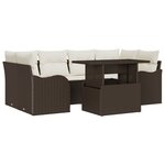 Ensemble de Canapés de Jardin 7 pièces vidaXL avec Coussins Marron Rattan Poly