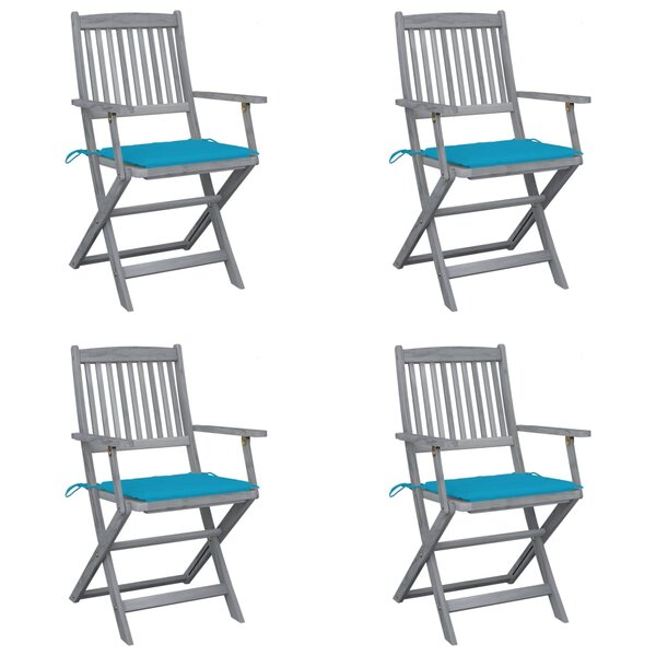 vidaXL Chaises pliables d'extérieur 4 Pièces avec coussins Bois d'acacia