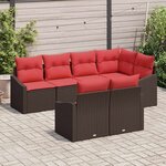 vidaXL Ensemble de Canapés avec coussin 7 Pièces Marron polyrotin