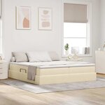 vidaXL Lit avec rangement et matelas Crème 200 x 200 cm Polyester