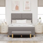 vidaXL Lit à ressort avec matelas et banc taupe 140x190 cm tissu