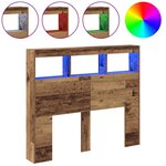 vidaXL Cabinet de Tête de Lit avec LED Bois ancien 120 x 17 x 102 cm