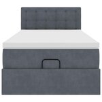 vidaXL Cadre de lit ottoman avec matelas gris foncé 90x190 cm velours