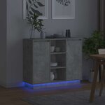 vidaXL Buffet LED Gris béton 90 x 32 x 75 cm Bois d'ingénierie