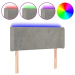 vidaXL Tête de lit à LED Gris clair 93x16x78/88 cm Velours