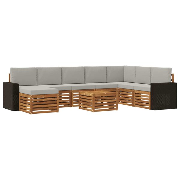 vidaXL Ensemble de canapés d'extérieur 9 pc Naturel et gris clair