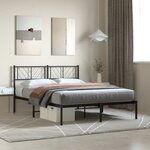 vidaXL Cadre de lit métal avec tête de lit noir 140x200 cm