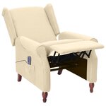 vidaXL Fauteuil de massage inclinable Crème Tissu