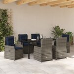vidaXL Ensemble de mobilier de jardin 7 pièces en rattan poly gris