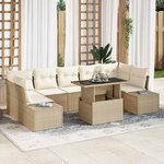 vidaXL Ensemble de canapé de jardin avec coussin 8 Pièces Beige  Crème
