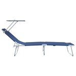 vidaXL Ensemble de Transats Pliants 2 Pièces avec Auvent en Tissu Oxford Bleu 600D