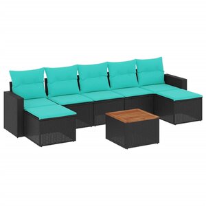 vidaXL Salon de jardin 8 Pièces avec coussins noir résine tressée