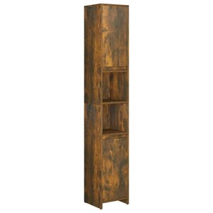 vidaXL Armoire de bain Chêne fumé 30x30x183 5 cm Bois d'ingénierie