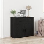 Buffet vidaXL Noir Chêne 80x33x70 cm Bois d'ingénierie